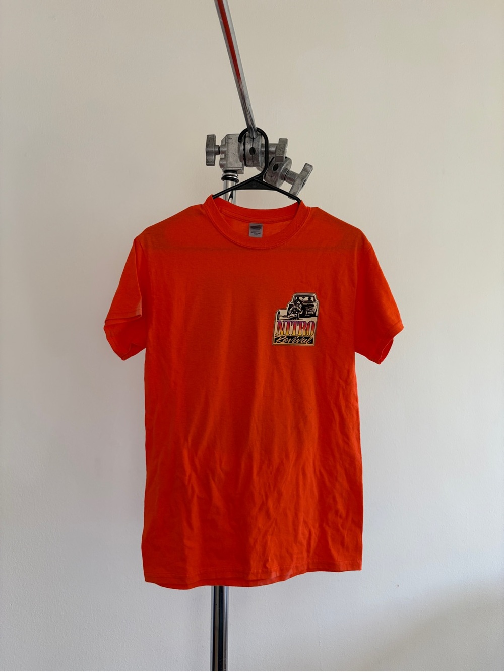 Gildan Orange Short-Sleeve Tee with Small Racing Graphic